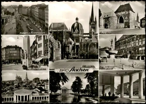 Aachen Mehrbildkarte Aachen mit Dom, Rathaus und Elisenbrunnen 1961