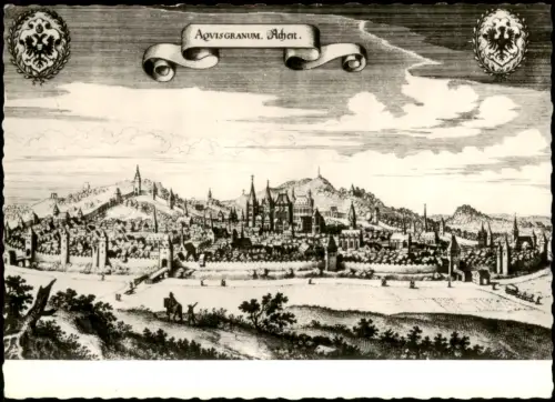 Ansichtskarte Aachen Historische Stadtansicht Aachen (Merian-Stich) 1966