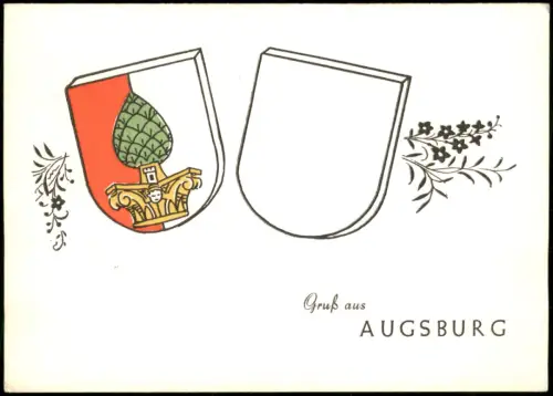 Ansichtskarte Augsburg Wappengruß mit Stadtwappen 1955