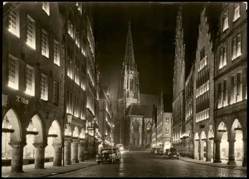 Ansichtskarte Münster (Westfalen) Prinzipalmarkt in Festbeleuchtung 1964