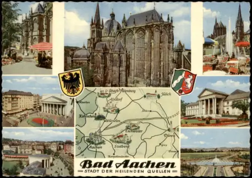 Aachen Mehrbildkarte Gebietskarte Stadtansichten  Umgebung Ansichtskarte 1951
