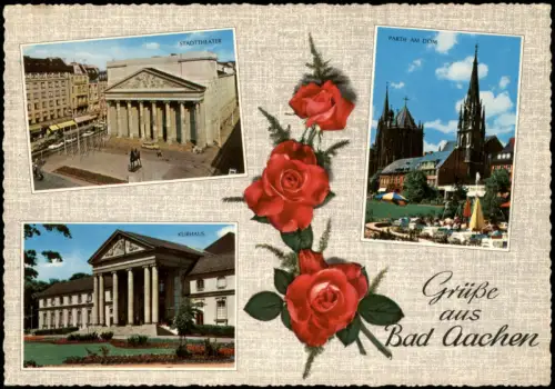 Aachen Mehrbildkarte Bad Aachen mit Stadttheater, Kurhaus und Dom 1967