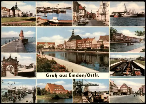 Ansichtskarte Emden Stadtteilansichten Schiffe 1967