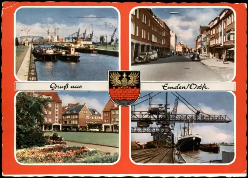 Ansichtskarte Emden Hafen Straße Kran 4 Bild 1961