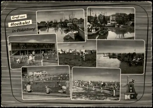 Ansichtskarte Hooksiel-Wangerland Mehrbild Schwimmbad Campingplatz 1963