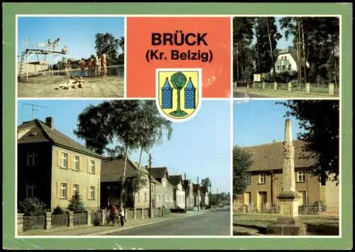 Ansichtskarte Amt Brühl Rathaus Bahnhofstraße Postmeilensäule 1985