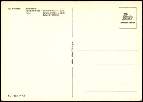 Ansichtskarte Bruchsal Autobahn-Raststätte, Eingang 1971