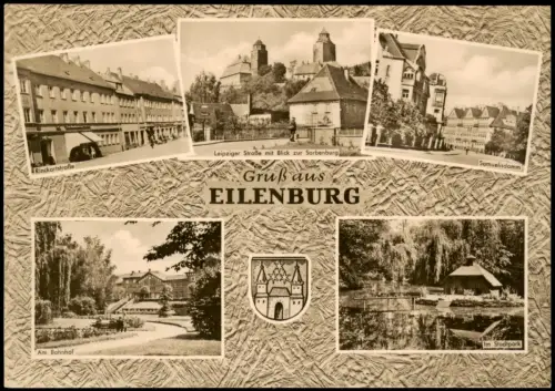 Ansichtskarte Eilenburg Leipziger Straße mit Blick zur Sorbenburg MB 1965