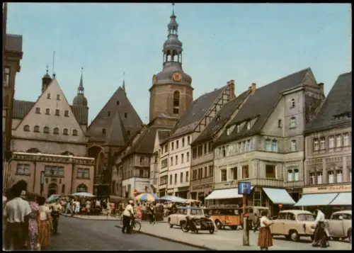 Ansichtskarte Eisleben Lutherstadt Eisleben Markt, Markttreiben - belebt 1966