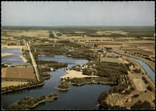 Güster (Lauenburg) Luftaufnahme Prüss-See mit Strandbad und Campinggelände 1965