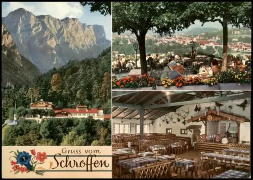 Bad Reichenhall Mehrbild-AK Gasthof Berghof Gruss vom Schroffen 1960