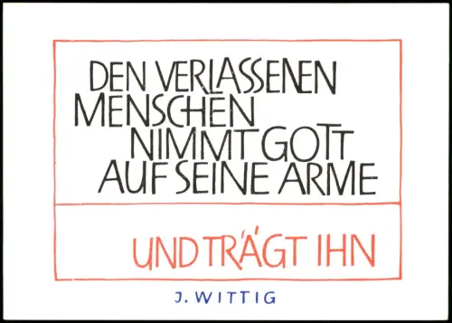 Religiöse Spruchkarte: Den verlassenen Menschen nimmt Gott auf seine Arme 1986