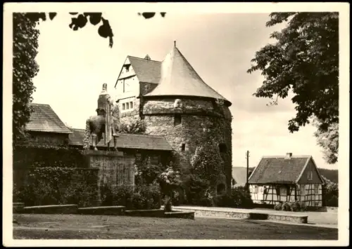 Burg an der Wupper-Solingen Batterieturm und Standbild Engelbert II. 1954