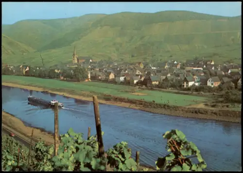 Ansichtskarte Bruttig Ortsansicht von Bruttig an der Mosel mit Schiff 1970