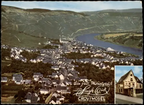 Kröv (Mosel) Panorama-Ansicht mit Hotel Reichsschenke zum Ritter Götz 1962