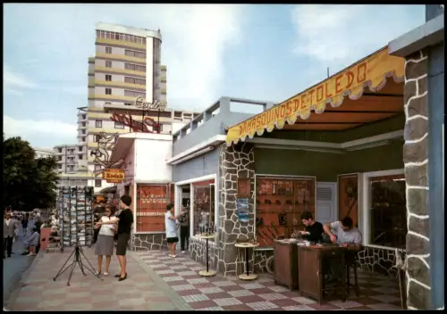 Puerto de la Cruz Straßenszene  Kunsthandwerksgeschäft Damasquinos Toledo 1970