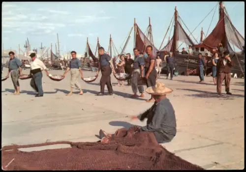 Postale Tarragona Ankunft der Fischerboote und Entladen des Fangs 1965