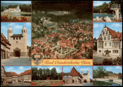 Bad Gandersheim Mehrbildkarte mit Luftaufnahme, Stiftskirche und Rathaus 1971