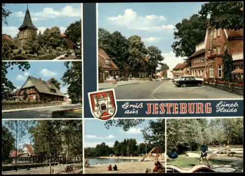 Ansichtskarte Jesteburg MB mit St. Martins-Kirche und Ortsansichten 1970