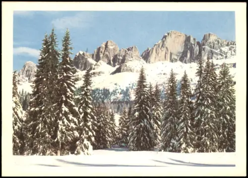 Cartolina .Trentino-Südtirol Winteransicht des Rosengarten-Massivs 1961