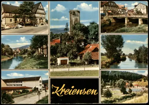 Kreiensen Mehrbildkarte mit Stadtansichten, Flusslauf und Freibad 1970