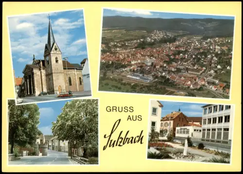 Sulzbach Mehrbildkarte mit Ortsansichten, Kirche St. Margareta und Panorama 1975