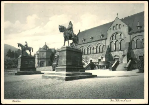 Ansichtskarte Goslar Kaiserhaus mit Reiterstandbildern und Ulrichskapelle 1955