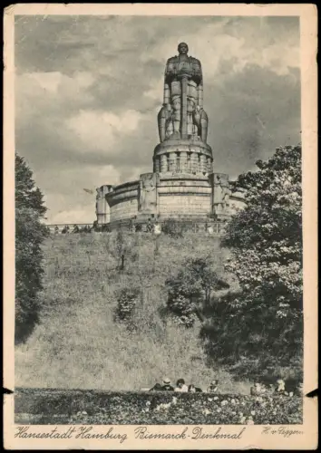 Ansichtskarte St. Pauli-Hamburg Bismarck-Denkmal 1941