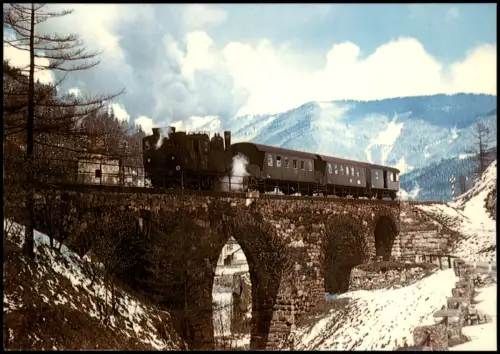 Ansichtskarte Vordernberg Zahnradlokomotive 97.204 auf Brücke 1970