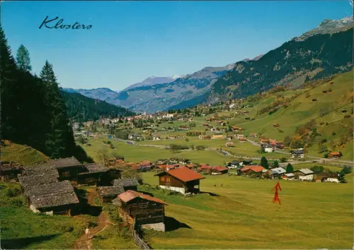 Ansichtskarte Klosters-Serneus Ortsansicht Klosters von Aeuja aus 1970