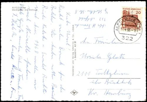 Ansichtskarte Alfeld (Leine) Marktplatz mit Rathaus 1966