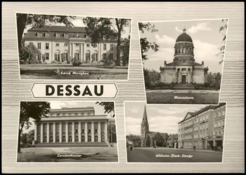 Dessau-Dessau-Roßlau DDR Mehrbild-AK mit Schloß Mosigkau Landestheater 1966/1965