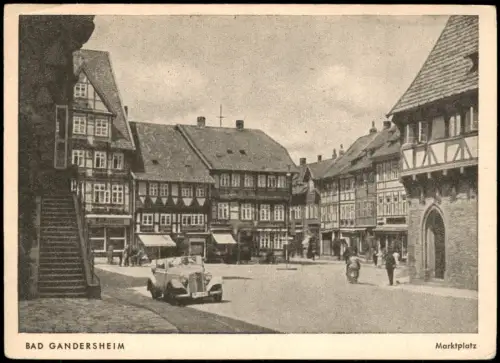 Bad Gandersheim Markplatz Ortsansicht mit altem Oldtimer, Geschäfte 1940