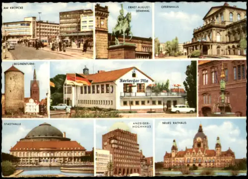 Hannover Mehrbildkarte mit Anzeiger Hochhaus, Raststätte Langenhagen uvm. 1975