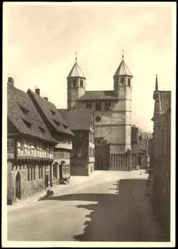 Ansichtskarte Bad Gandersheim Münster mit Westbau und Rathaus 1955