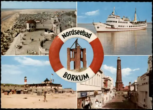 Borkum Mehrbildansicht Nordseebad Borkum mit MS Münsterland und Kap 1970