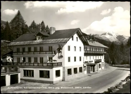 Katschberghöhe-Rennweg am  Alpenhotel Katschberghöhe mit Weisseneck 1960