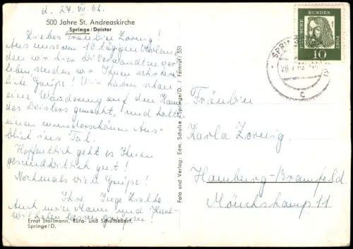 Ansichtskarte Springe St. Andreaskirche 1962