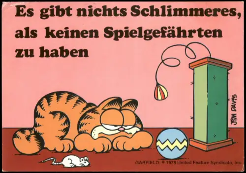 Ansichtskarte  Garfield Comic-Postkarte: 'Kein Spielgefährte' 1985