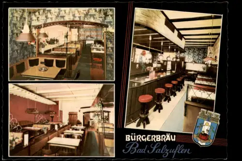 Ansichtskarte Bad Salzuflen Gaststätte Bürgerbräu, Innenansichten 1963