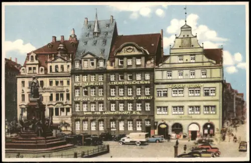 Ansichtskarte Leipzig Markt 1928