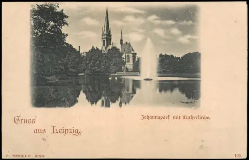 Ansichtskarte Leipzig Johannapark mit Lutherkirche 1915