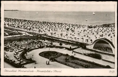 Swinemünde Świnoujście Konzertplatz und Strand mit Konzertmuschel 1943