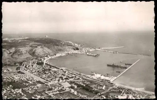 Postcard Arzew Luftaufnahme von Hafen und Stadt 1955