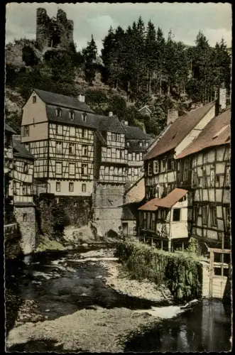 Ansichtskarte Monschau/Eifel Montjoie Partie an der Burgruine Haller 1968