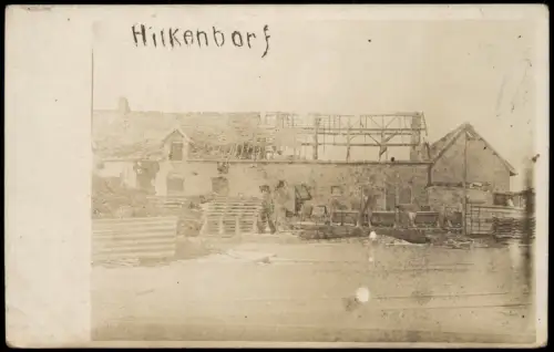 Foto Hilkenbrook Gebäude mit freigelegtem Dachstuhl 1920 Privatfoto
