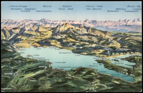 Ansichtskarte Aeschach-Lindau (Bodensee) Landkarten AK Bodensee 1912