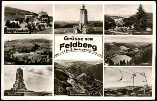 Feldberg Schwarzwald Mehrbild-AK u.a. Feldbergerhof Bismarck-Denkmal uvm. 1955