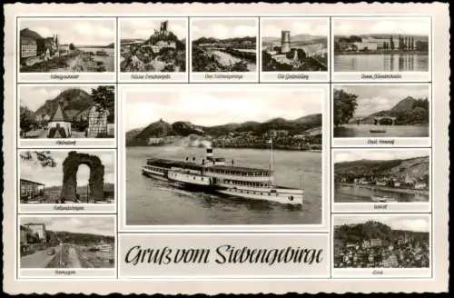 Königswinter Siebengebirge Mehrbild-AK Sehenswürdigkeiten  Schiff Dampfer 1965