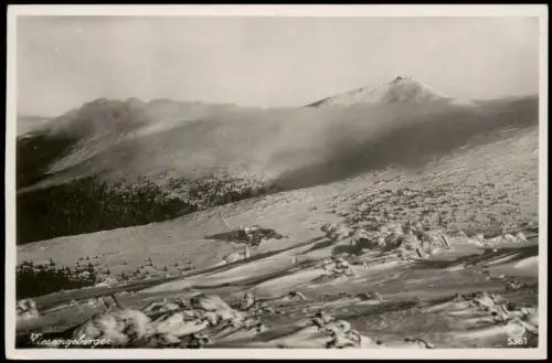Postcard Krummhübel Karpacz Hampelbaude mit Schneekoppe 1935